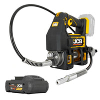 Smarownica akumulatorowa JCB 18PGG-VS z elastycznym wężem końcówką smarującą i akumulatorem JCB 4.0Ah