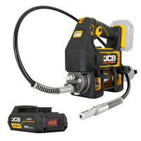 Smarownica akumulatorowa JCB 18PGG-VS z elastycznym wężem końcówką smarującą i akumulatorem JCB 2.0Ah
