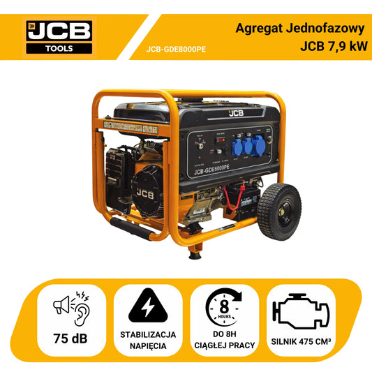 Agregat Prądotwórczy Jednofazowy JCB Tools Generator Prądu 7,9 kW (AVR, Rozruch Elektryczny)